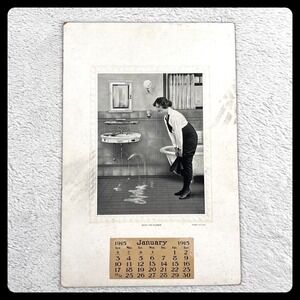 1915 Calendar Salesman Sample "Quick‎ The Plumber" Cardboard January